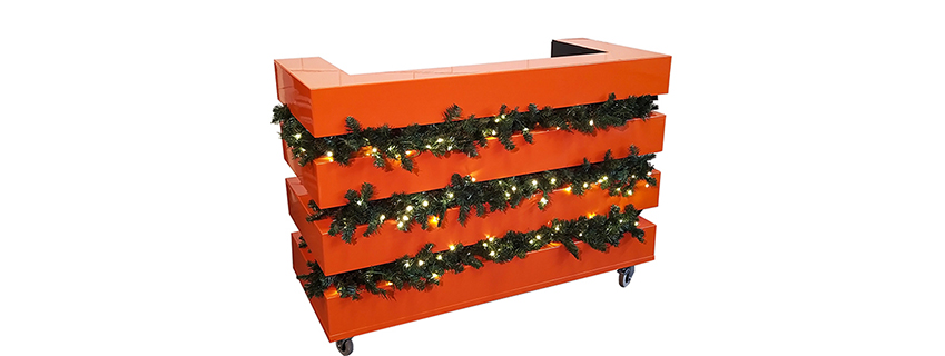 DJ Meubel X-mas Edition huren verhuur huur DJ Booth Kerst Orange-Levels DJ Meubel X-mas Edition