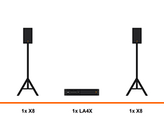 L-Acoustics X8 geluidset huren verhuur, LA4X, statief, stand, driepoot