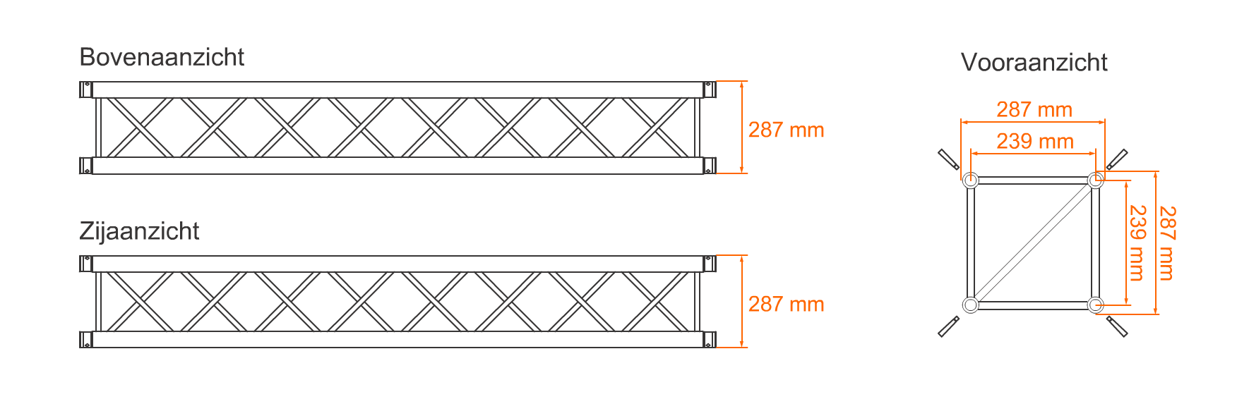 Prolyte H30V truss afmeting, mm, groote